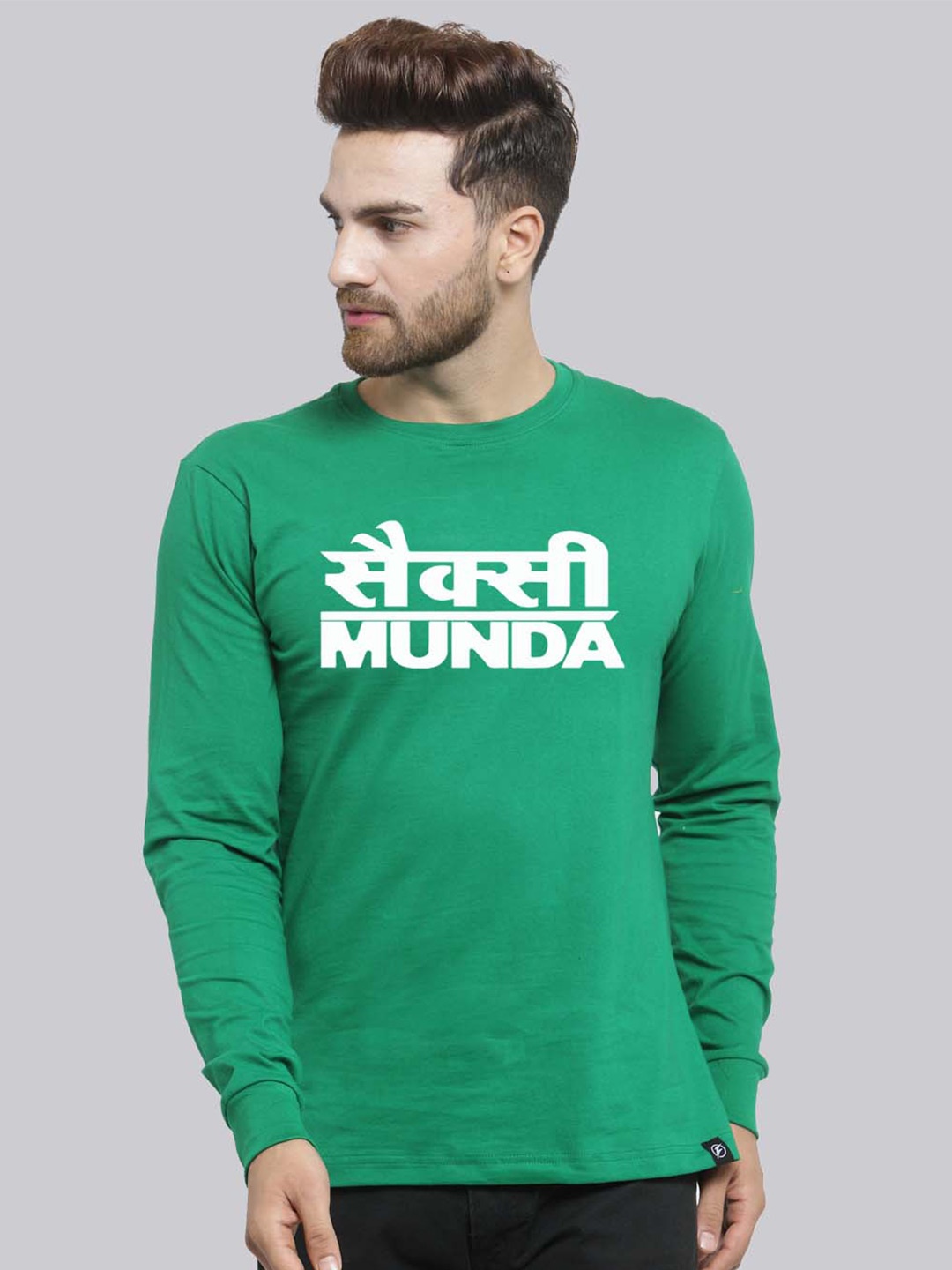 

Friskers Typography Printed Pure Cotton Slim Fit T-shirt, Green