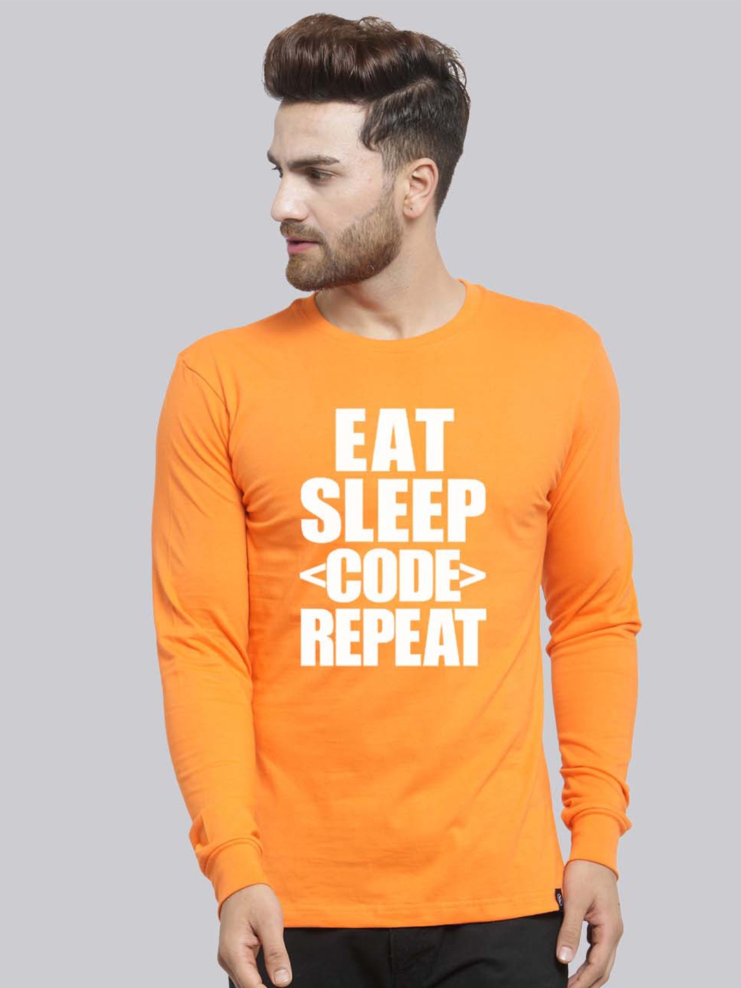 

Friskers Typography Printed Pure Cotton Slim Fit T-shirt, Orange