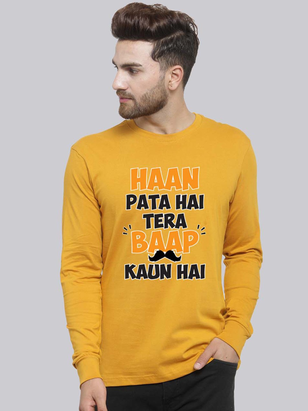 

Friskers Typography Printed Pure Cotton T-shirt, Mustard