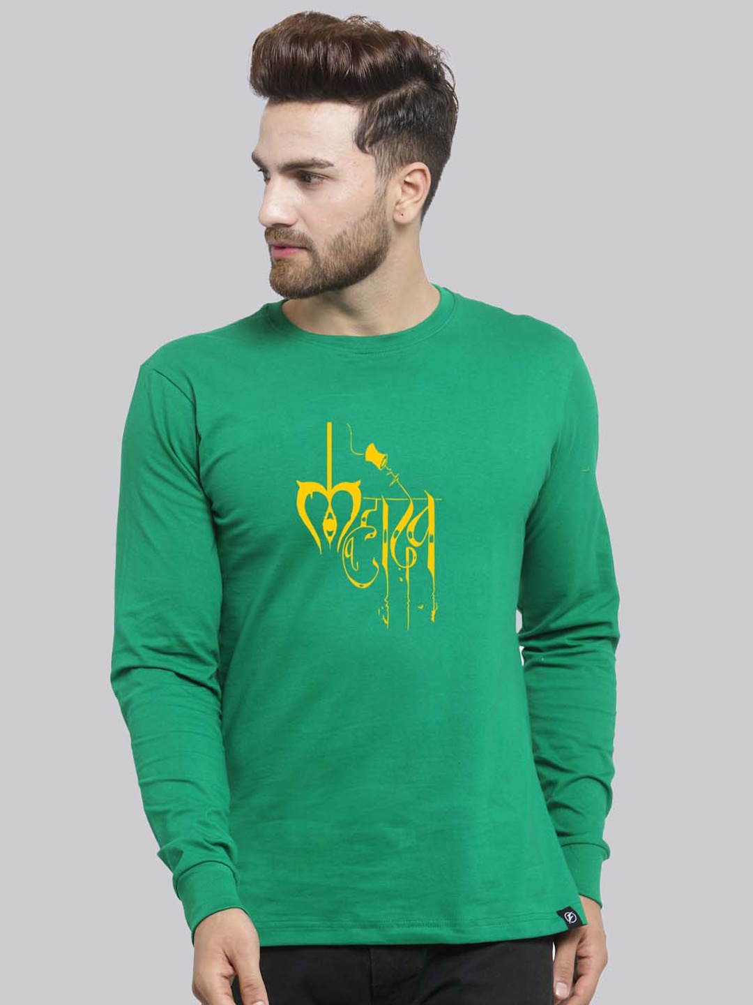 

Friskers Typography Printed Pure Cotton Slim Fit T-shirt, Green