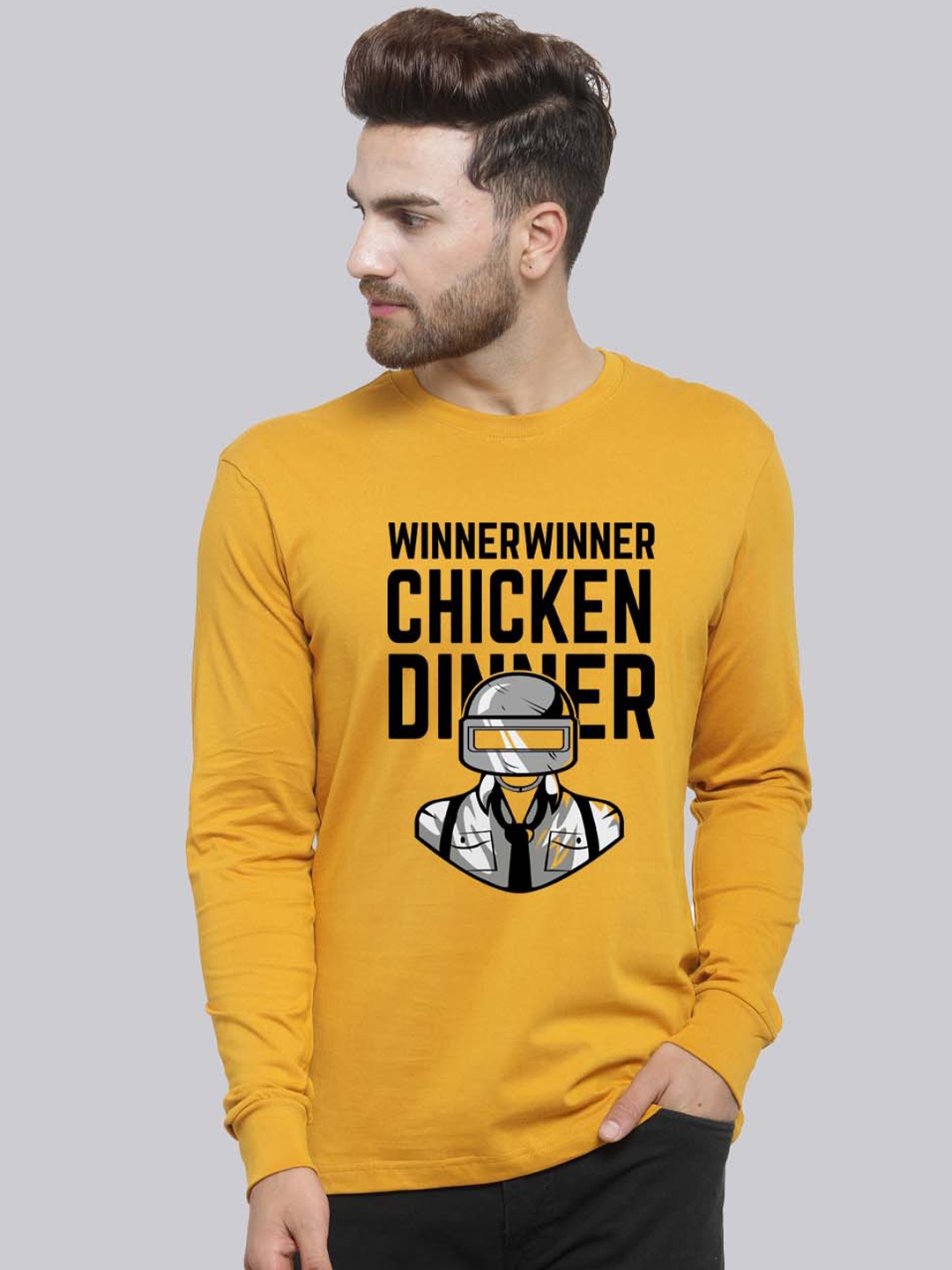 

Friskers Typography Printed Pure Cotton T-shirt, Mustard