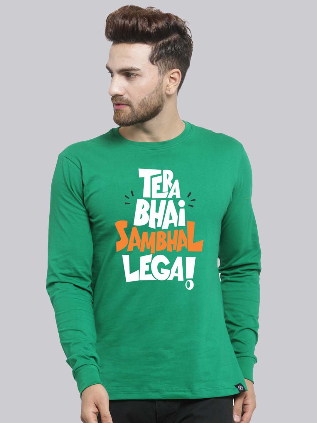 

Friskers Typography Printed Pure Cotton Slim Fit T-shirt, Green