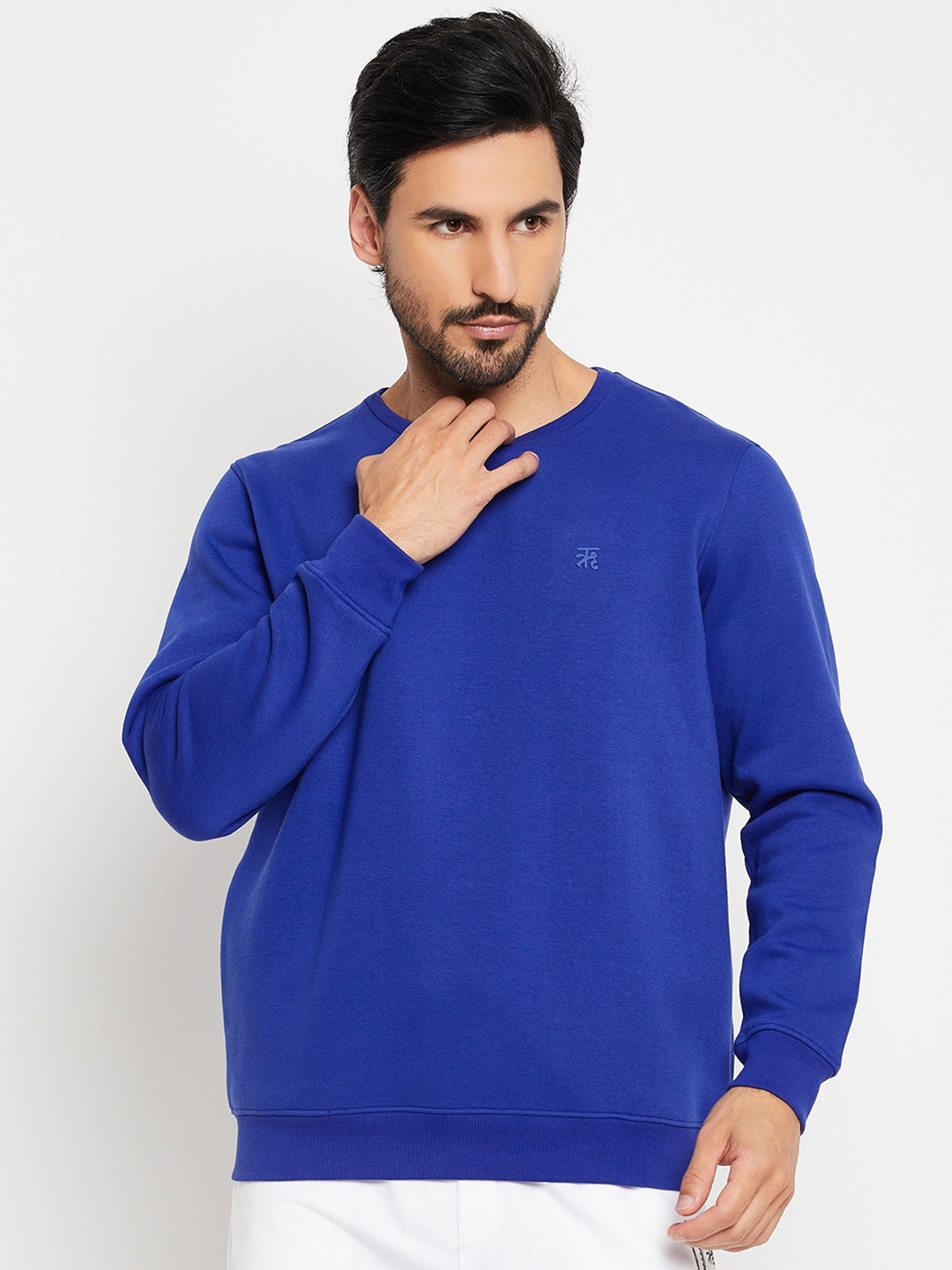 

EDRIO Round Neck Cotton Sweatshirt, Blue