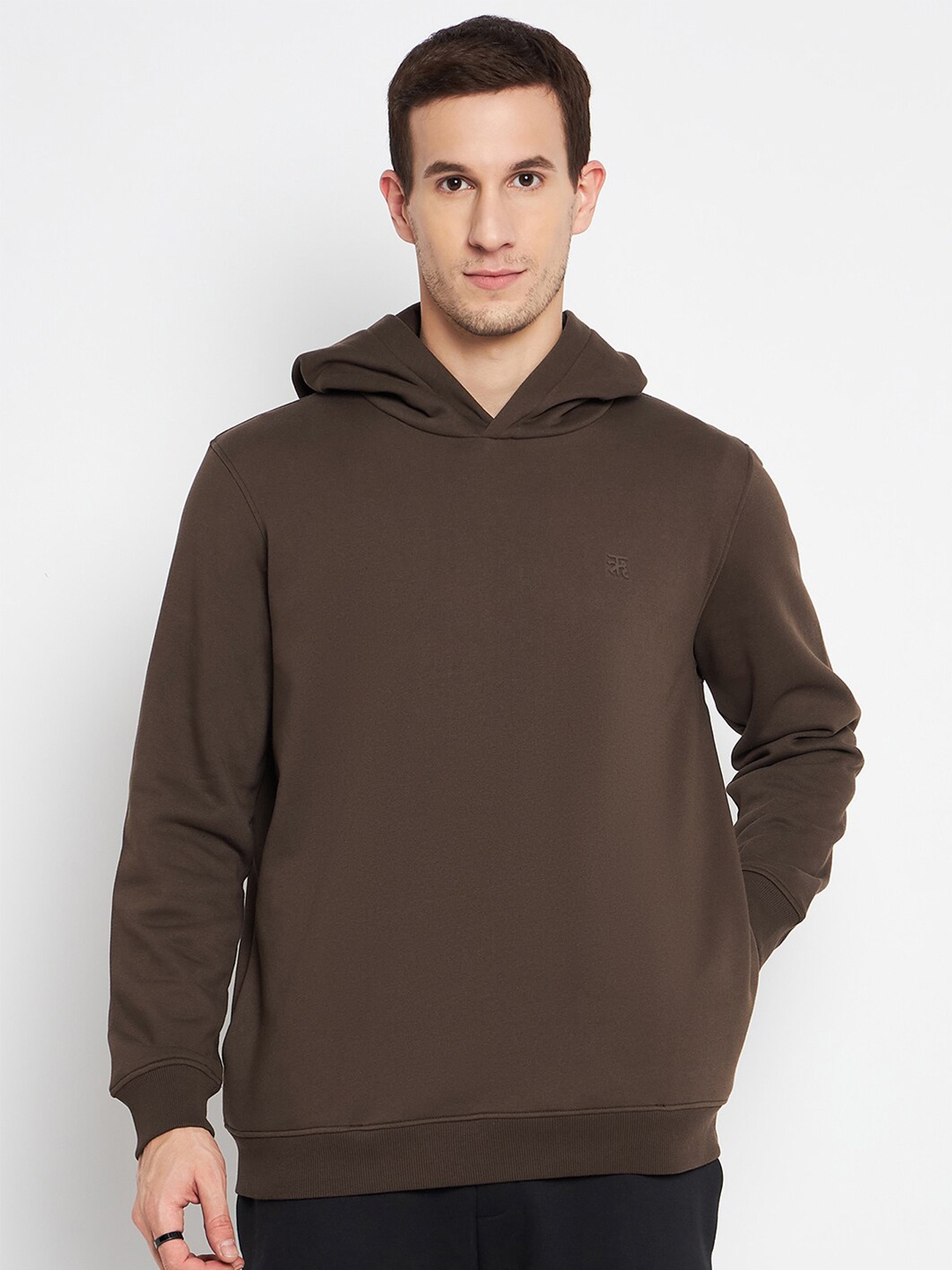 

EDRIO Hooded Long Sleeves Cotton Pullover Sweatshirt, Brown