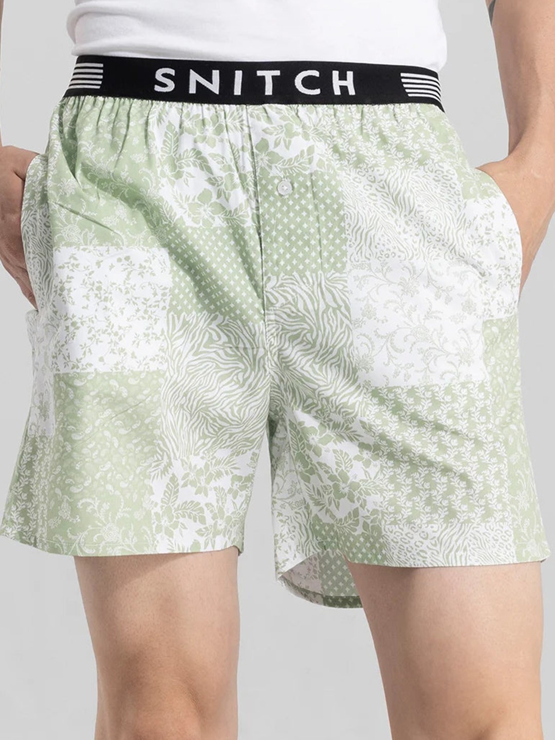 

Snitch Printed Pure Cotton Boxers 4MSBX9217-09-S, Green