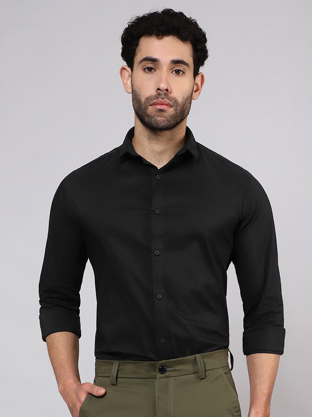 

Beyoung Opaque Casual Cotton Shirt, Black