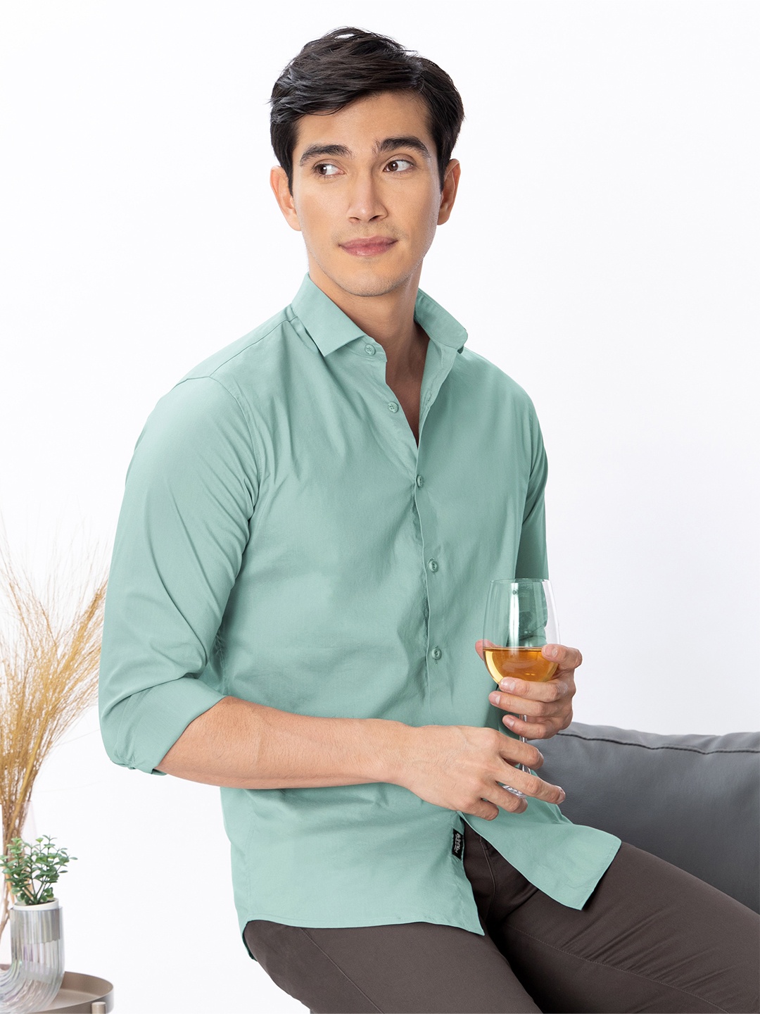 

Beyoung Opaque Casual Cotton Shirt, Green