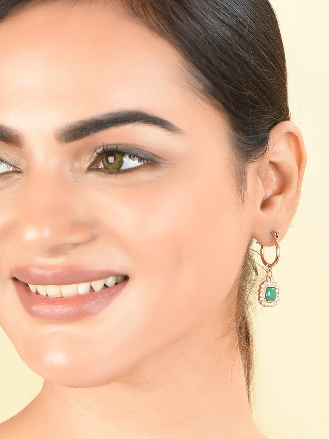 

ToniQ Gold Plated Cubic Zirconia Stone Studded Drop Earrings