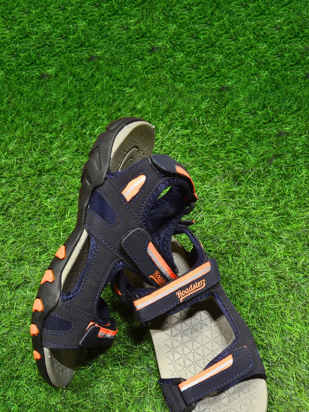 

The Roadster Lifestyle Co. Men Navy Blue & Orange Velcro Sports Sandals