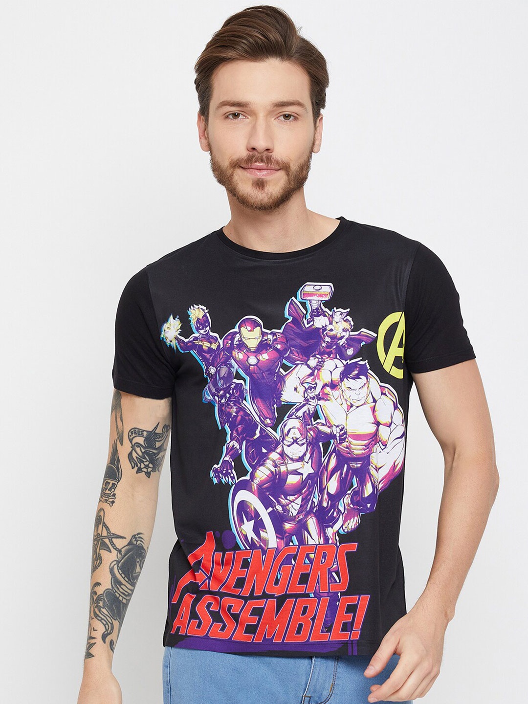 

Wear Your Mind Avengers Printed T-Shirt, Black