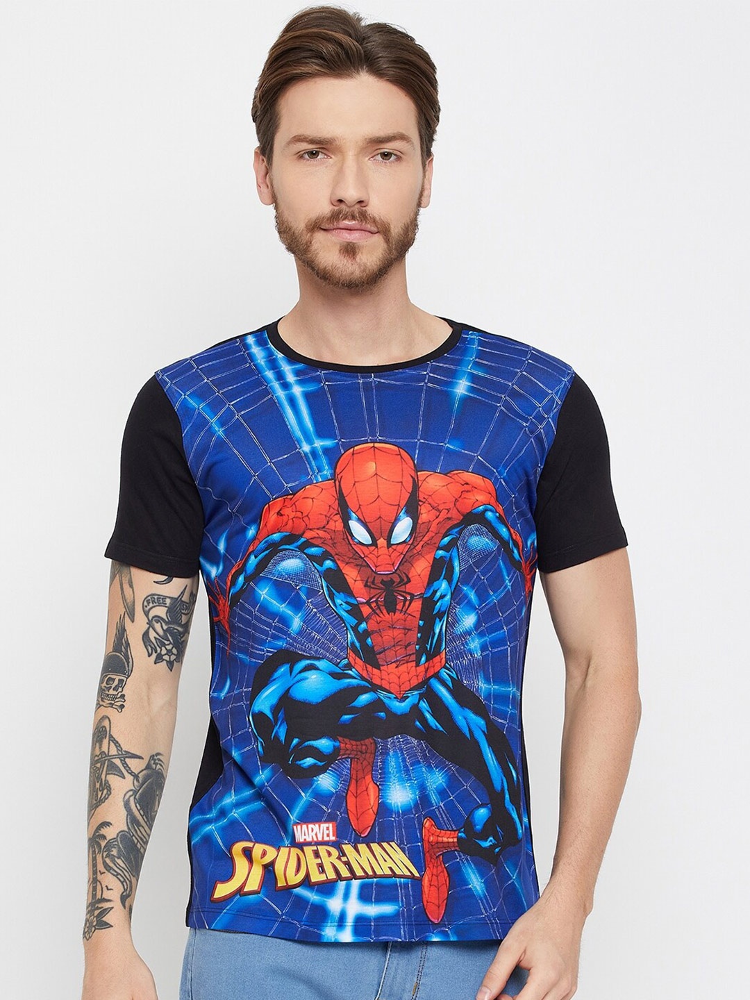 

Wear Your Mind Spider Man Printed Round Neck T-shirt, Blue