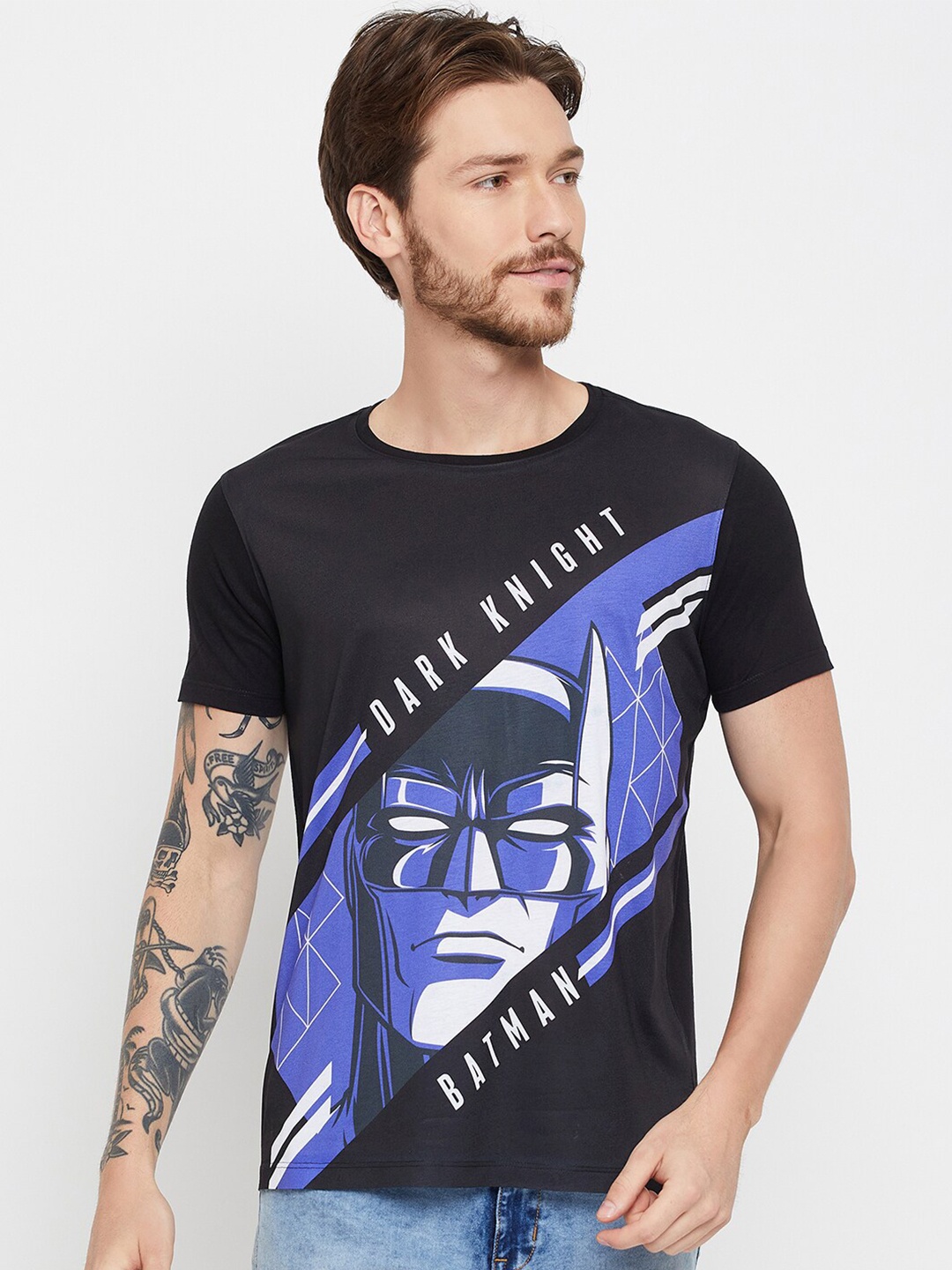 Wear Your Mind Batman Printed Round Neck T-shirt, Black