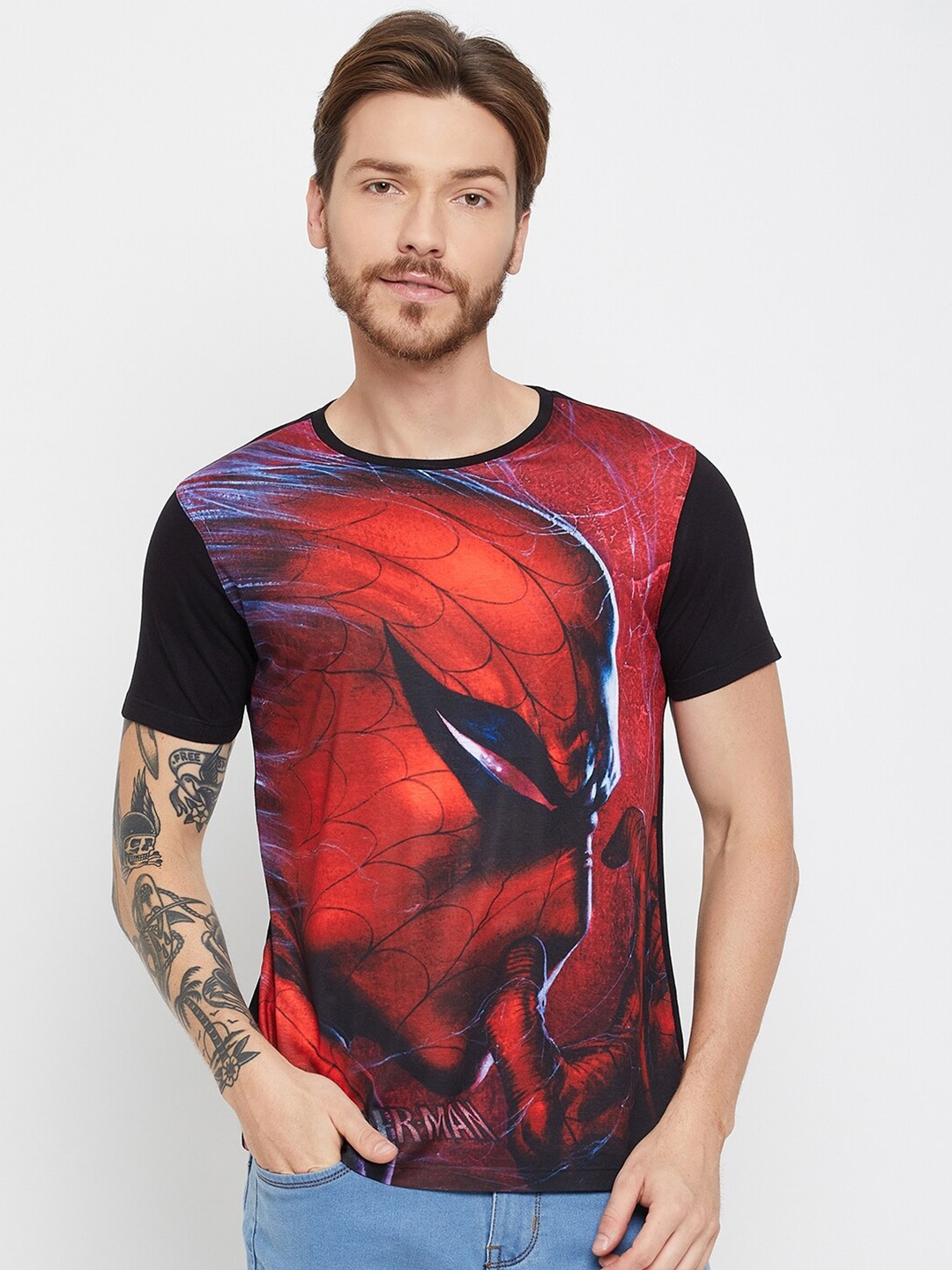 

Wear Your Mind SpiderMan Printed Round Neck T-shirt, Black
