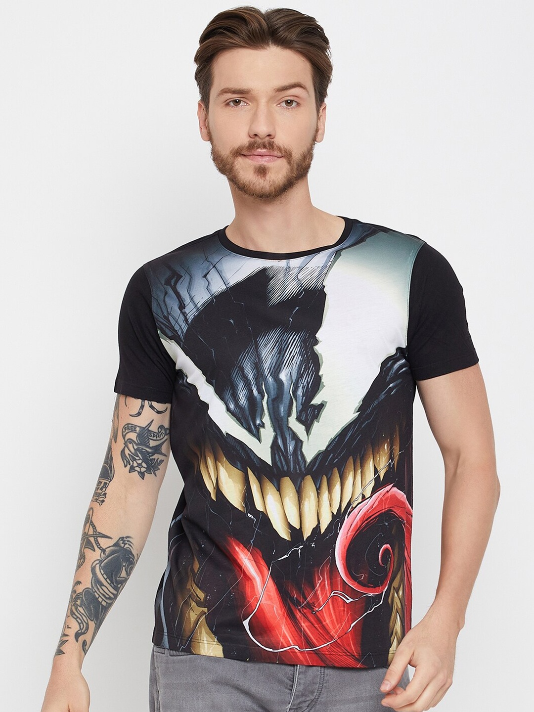 

Wear Your Mind Venom Printed Round Neck T-shirt, Black