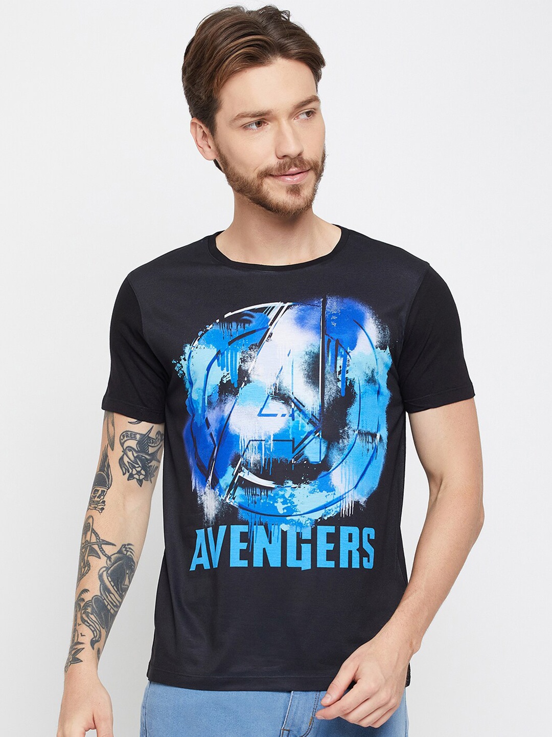 

Wear Your Mind Marvel Avengers Printed Round Neck T-shirt, Black