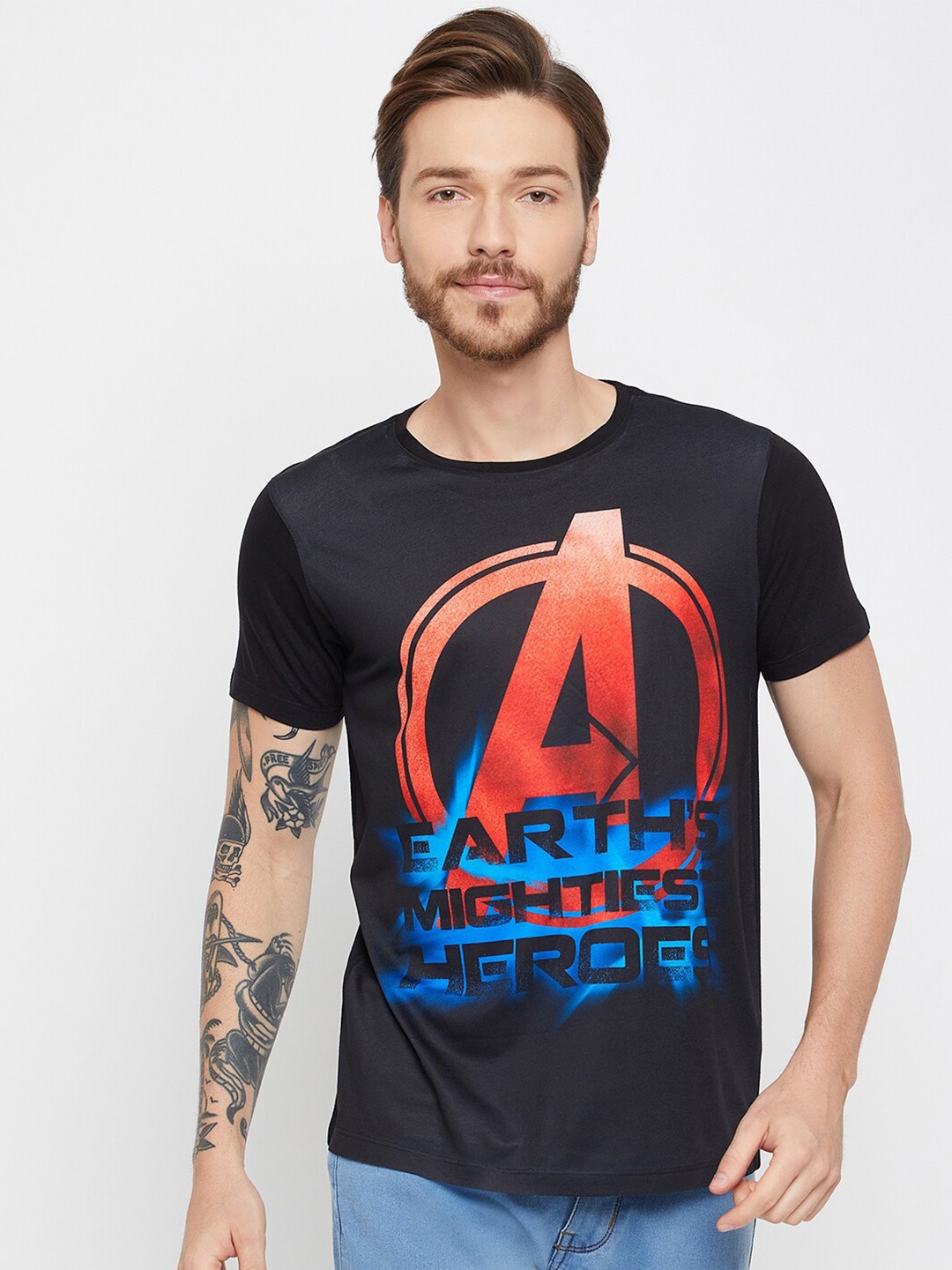 

Wear Your Mind Marvel Avengers Printed Round Neck T-shirt, Black