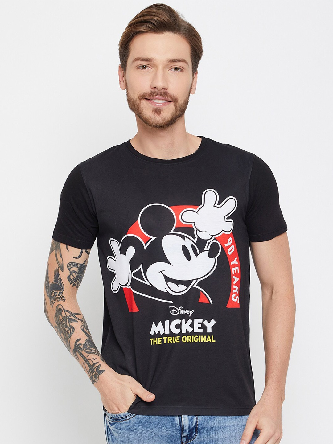 

Wear Your Mind Mickey Mouse Printed Round Neck T-shirt, Black