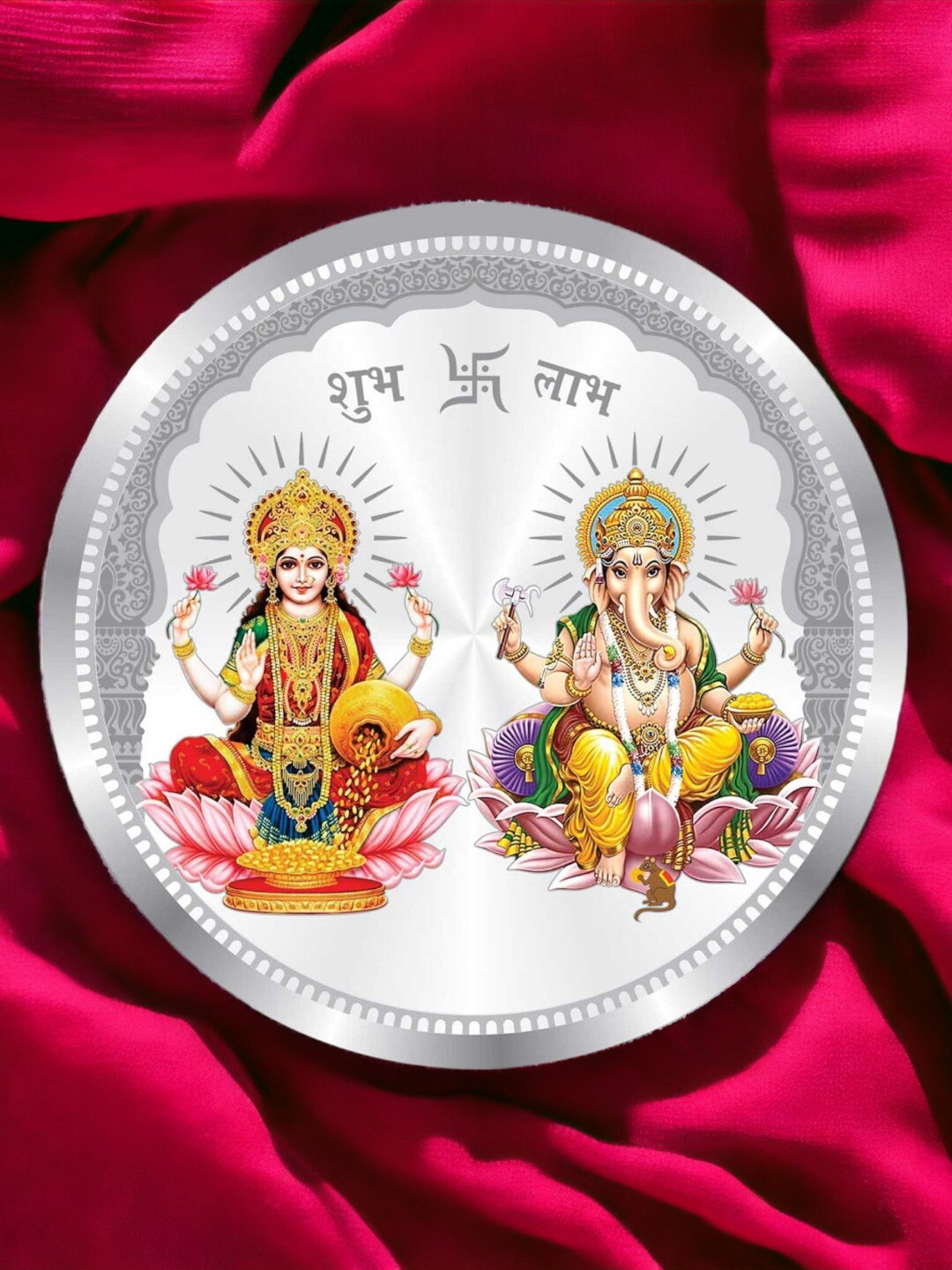 

Taraash Lakshmi Ganesha Sliver Coin-100 gm, Silver