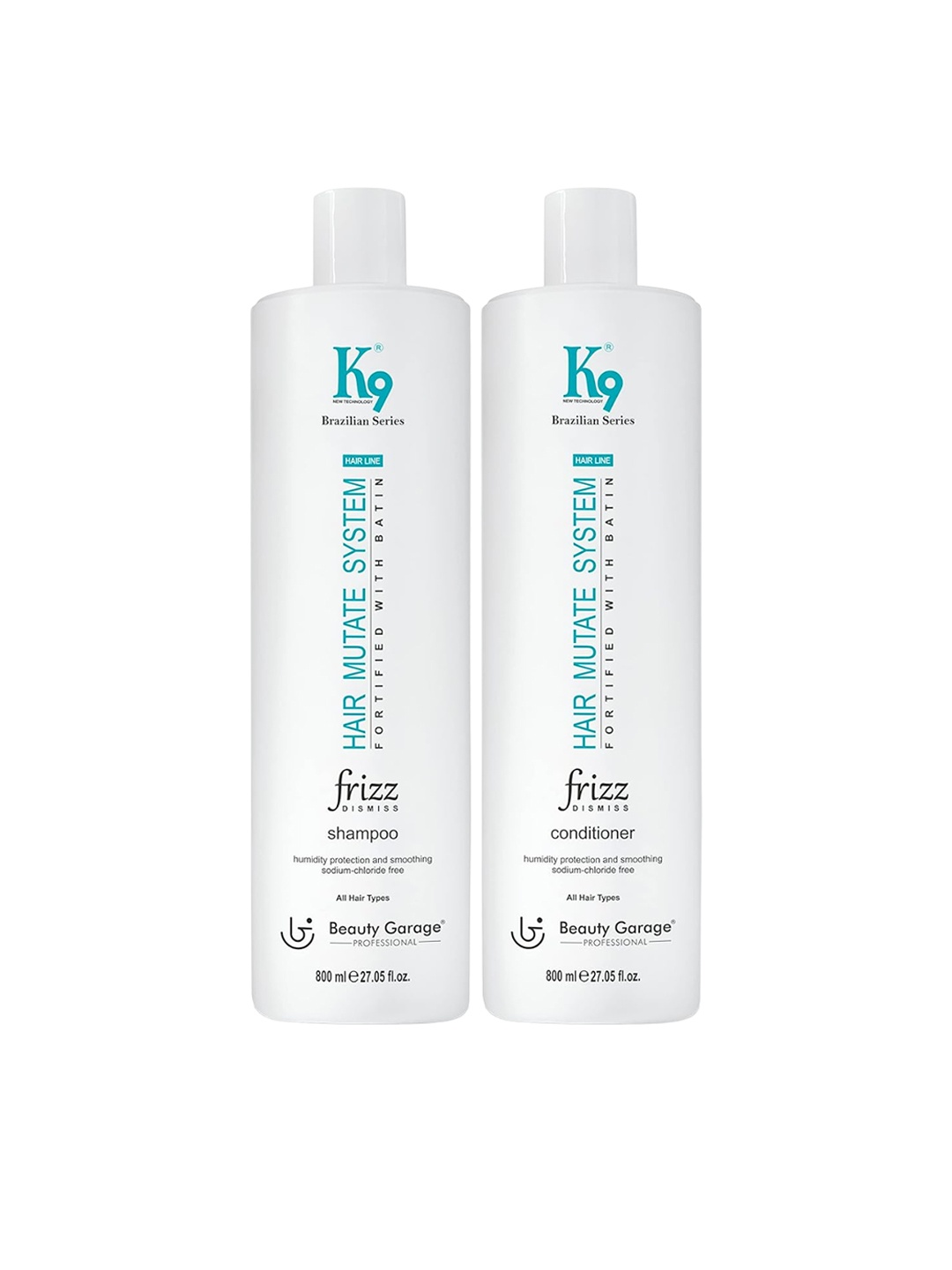 

Beauty Garage Professional K9 Set Of 2 Frizz Dismiss Shampoo & Conditioner - 800ml Each, White