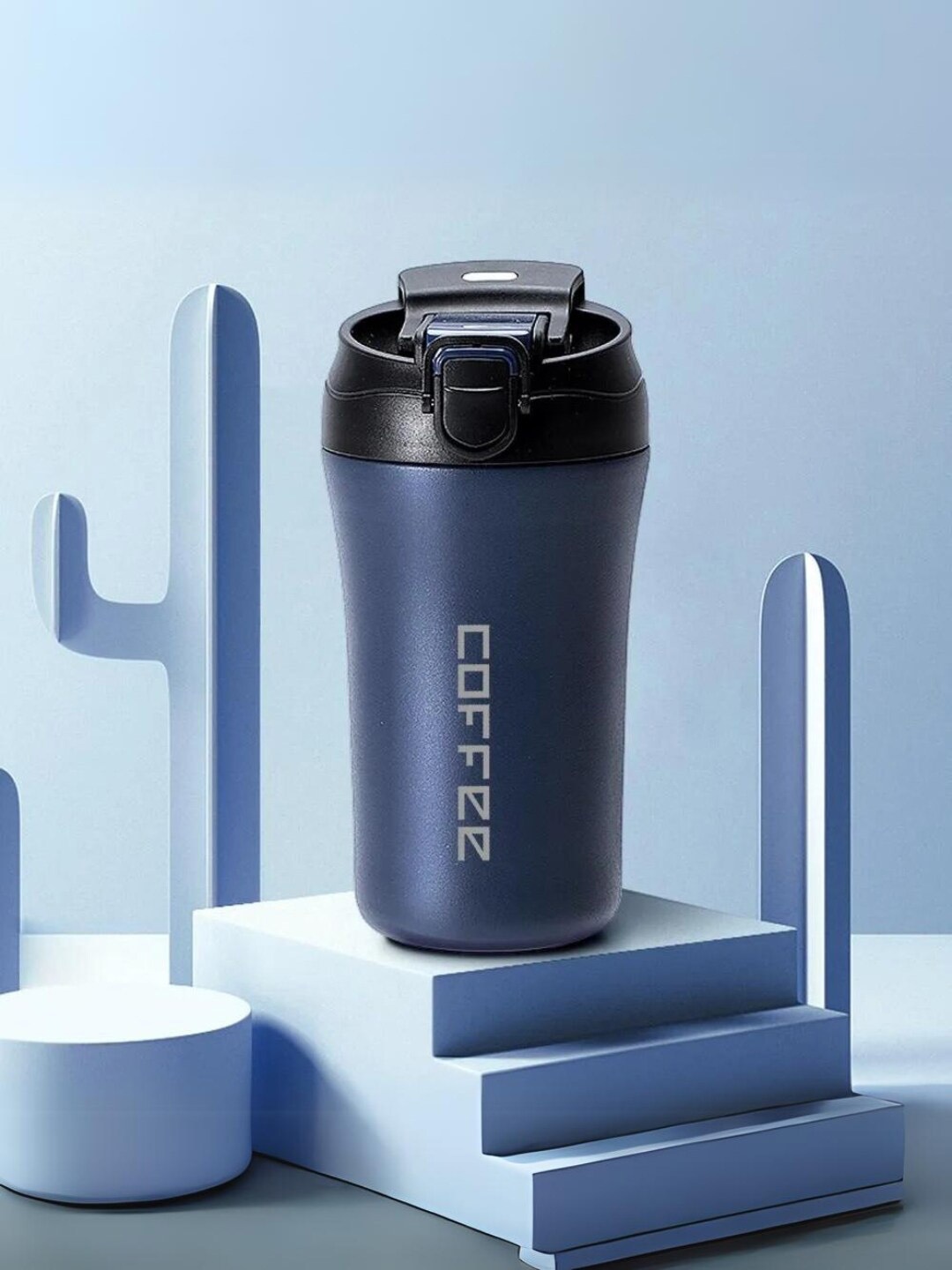 

YELONA Blue Hot & Cold Stainless Steel Coffee Tumbler With Lid & Straw