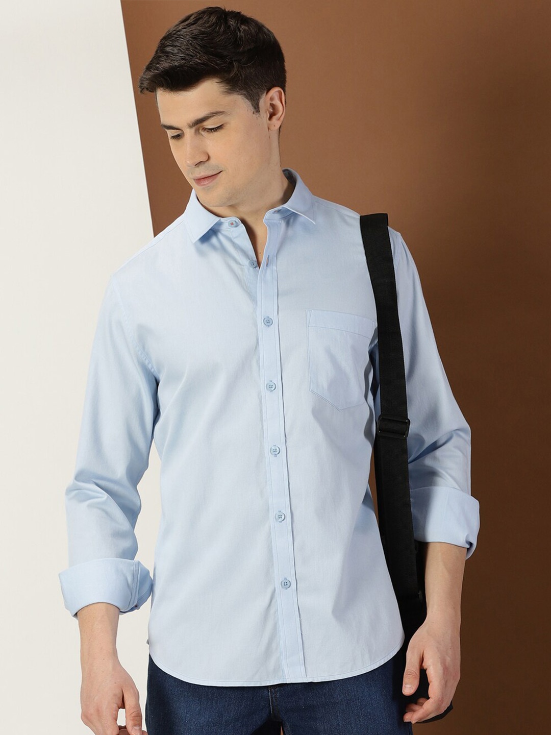 

INVICTUS Original Slim Fit Opaque Casual Shirt, Blue