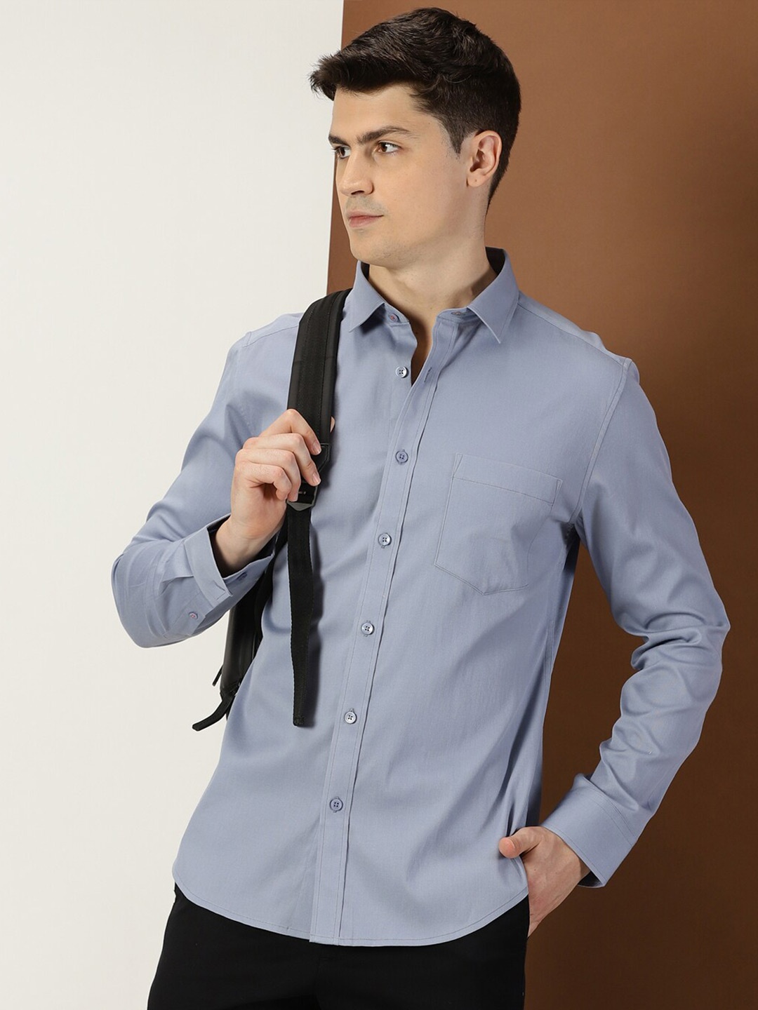 

INVICTUS Original Slim Fit Opaque Casual Shirt, Blue