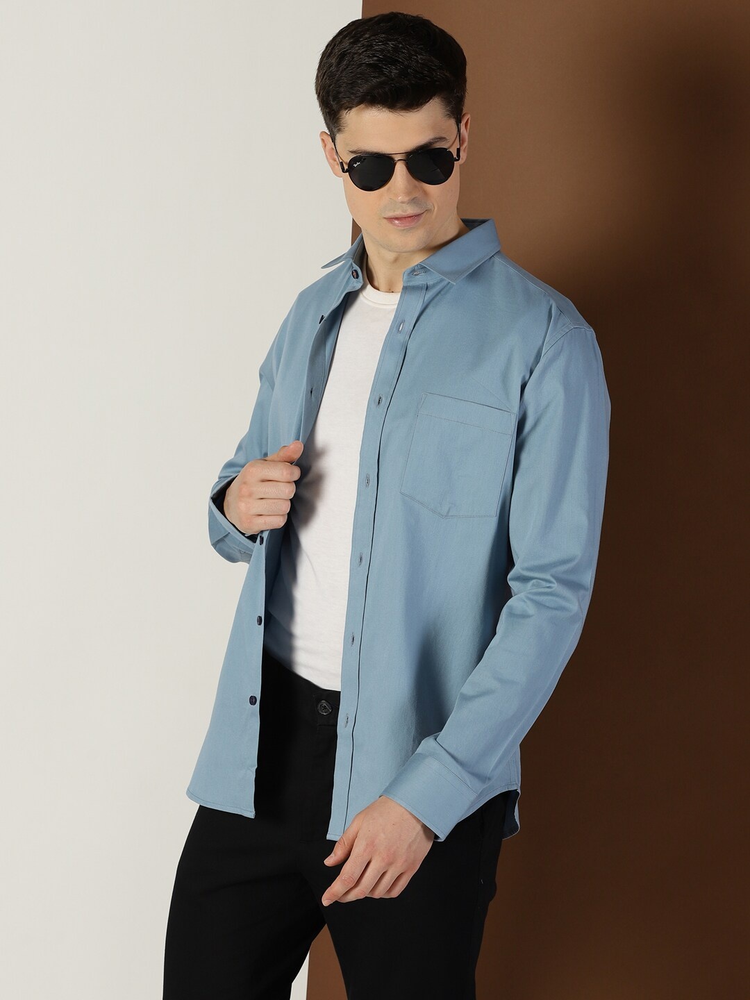 

INVICTUS Original Slim Fit Opaque Casual Shirt, Blue