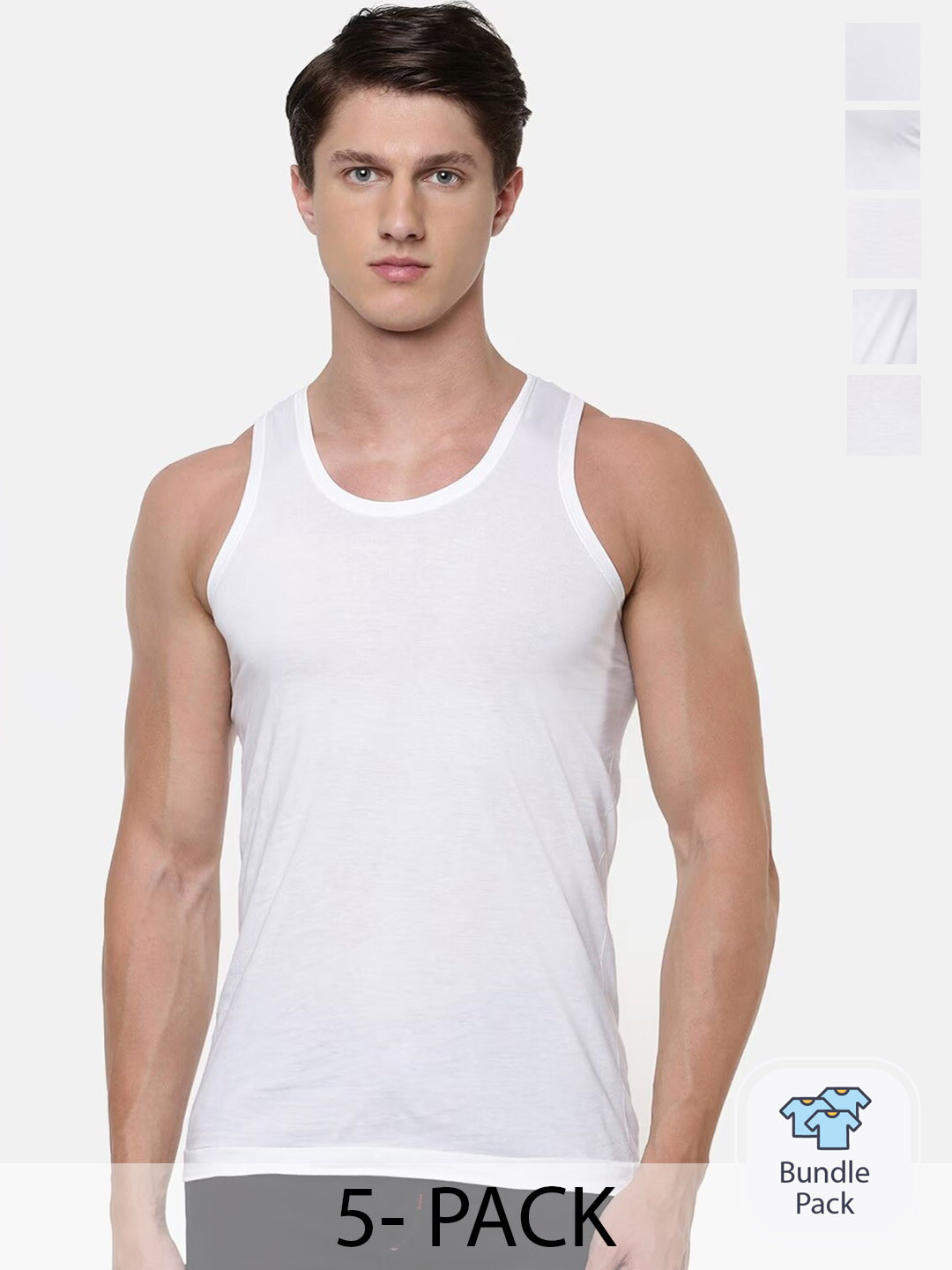 

Ramraj Pack Of 5 Pure Cotton Undershirt Vests, White