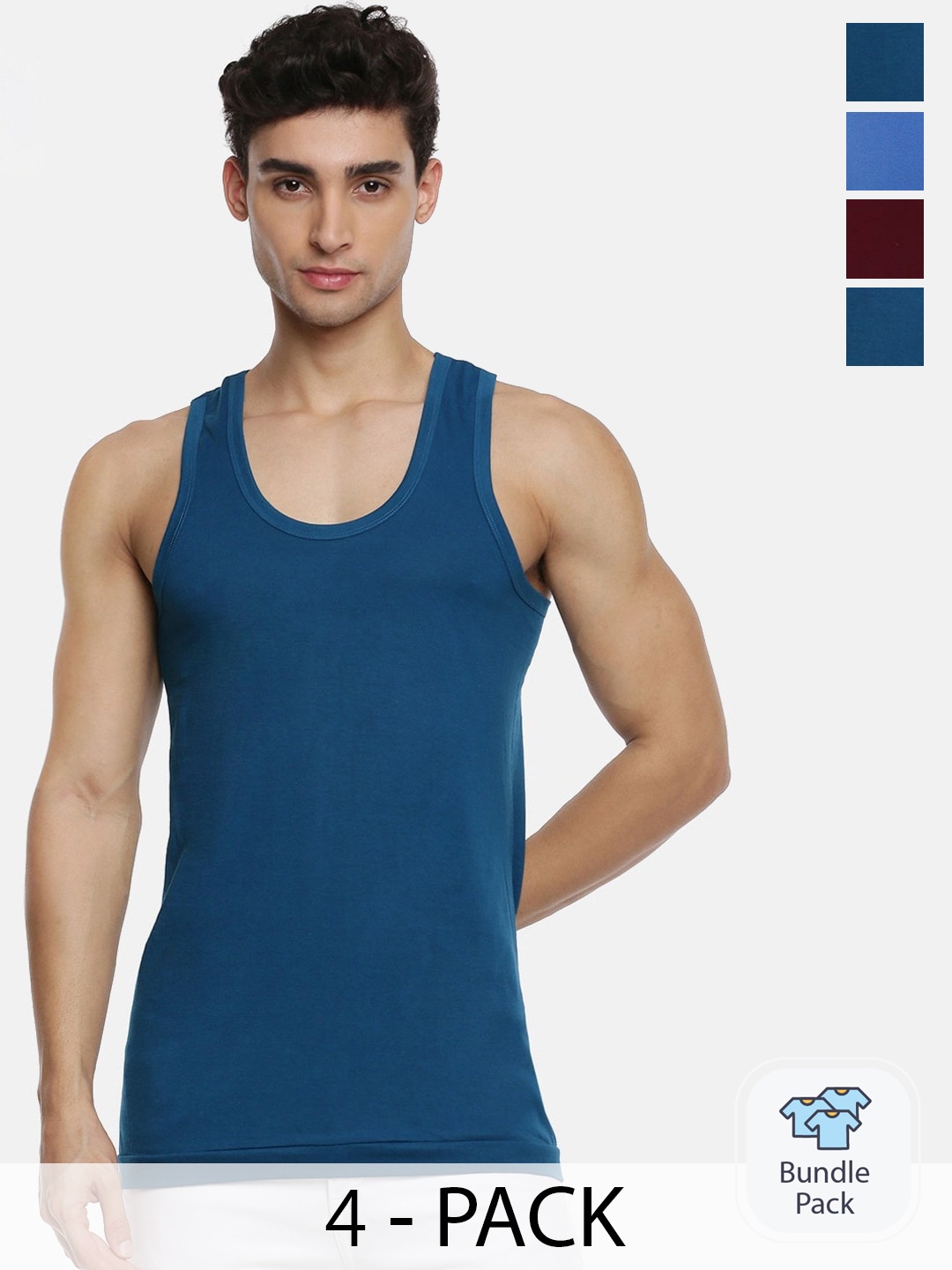 

Ramraj Pack Of 4 Assorted Pure Cotton Undershirt Vests
