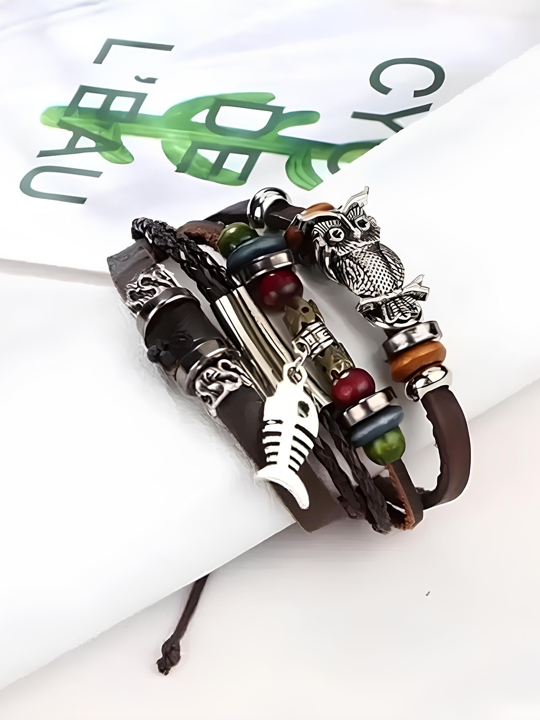 

KARISHMA KREATIONS Men Leather Multistrand Bracelet, Brown