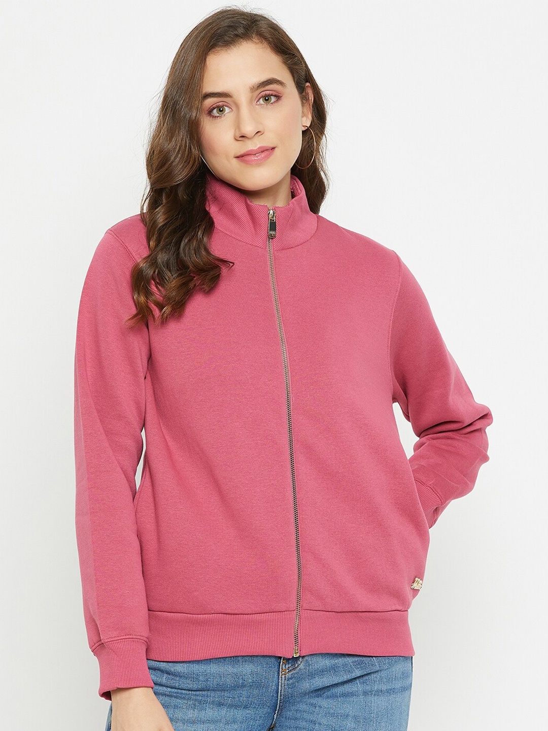 

Madame Mock Collar Cotton Sweatshirt, Pink