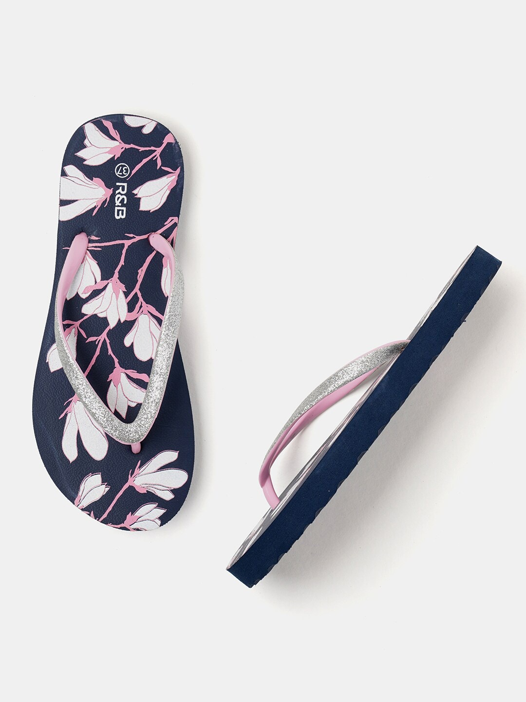 

R&B Women Printed Thong Flip-Flops, Blue