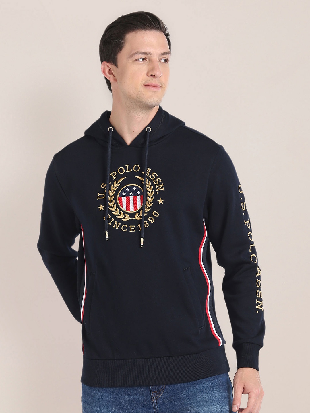 

U.S. Polo Assn. Typography Embroidered Hooded Sweatshirt, Blue