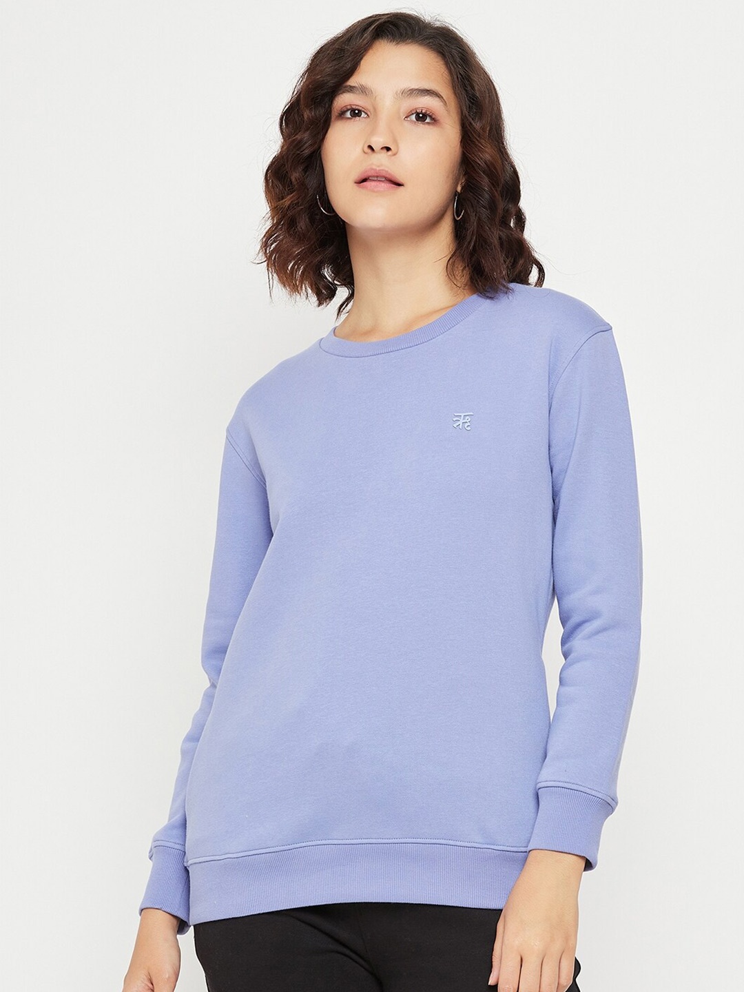 

EDRIO Round Neck Fleece Sweatshirt, Purple