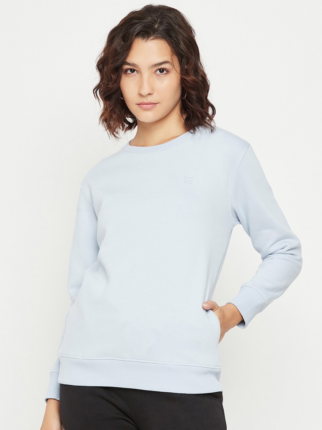 

EDRIO Round Neck Fleece Sweatshirt, Blue