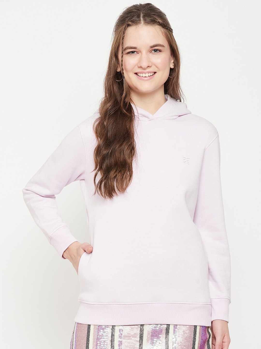 

EDRIO Hooded Long Sleeves Cotton Pullover Sweatshirt, Pink
