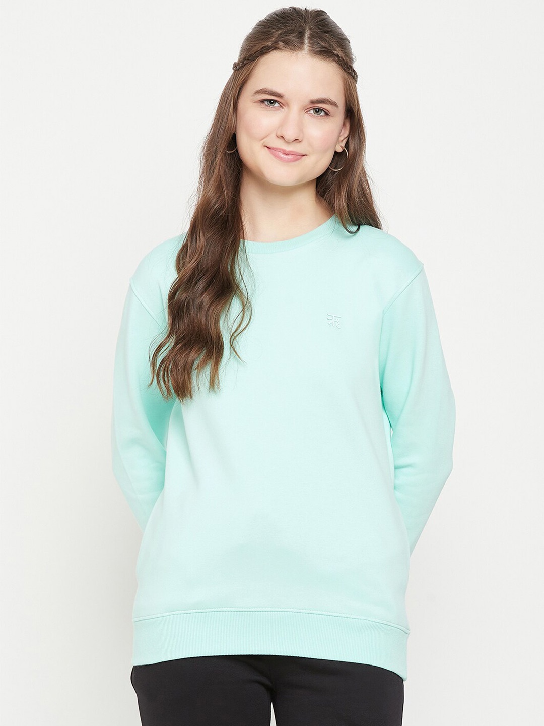 

EDRIO Round Neck Fleece Sweatshirt, Sea green