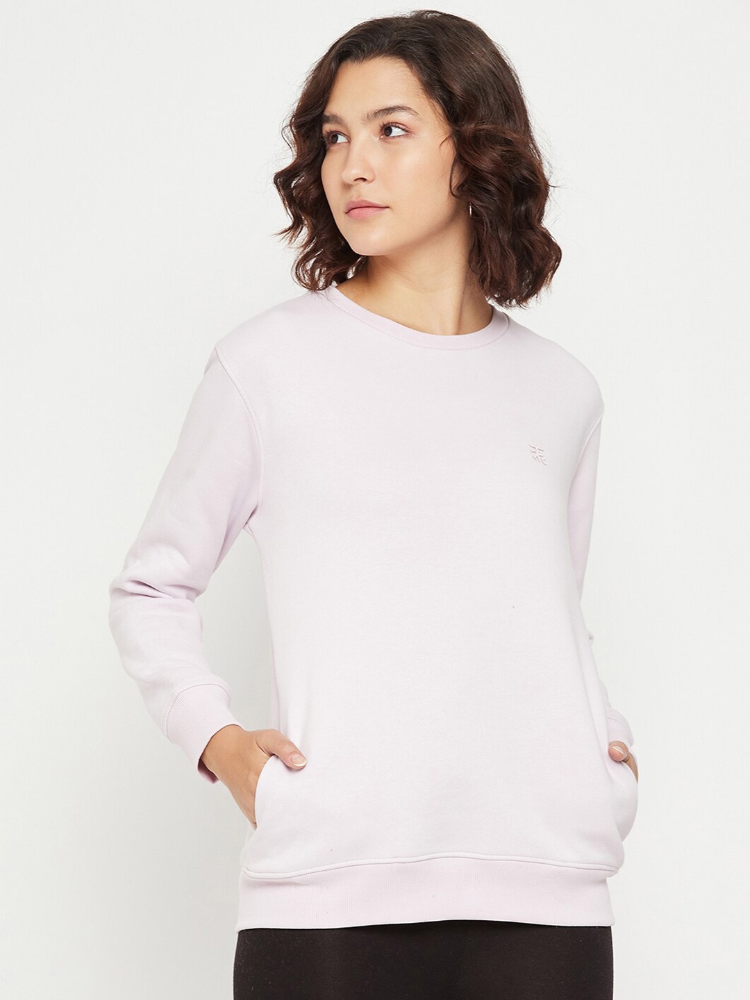 

EDRIO Round Neck Fleece Sweatshirt, Peach