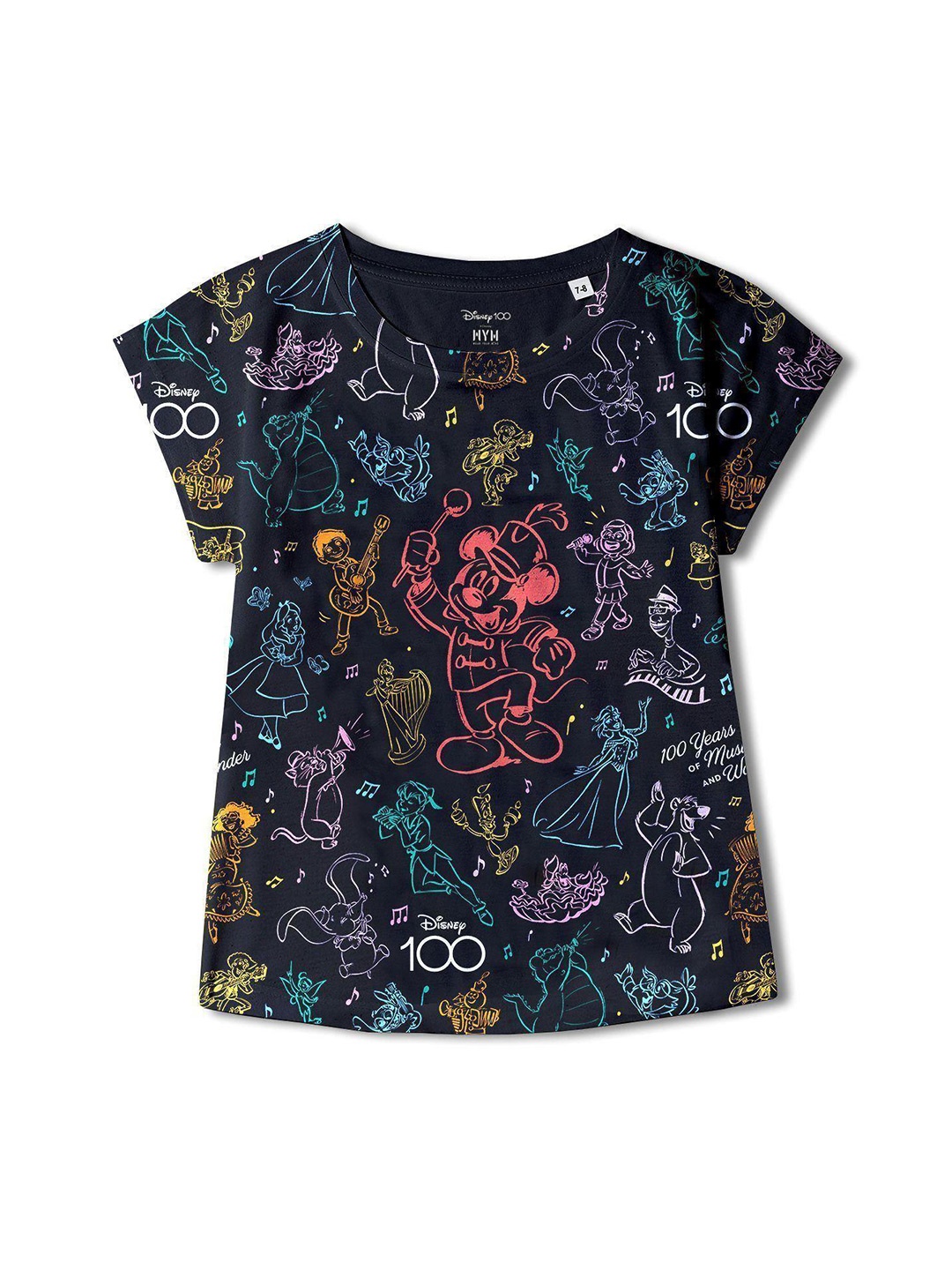 

Wear Your Mind Girls Disney Printed Tshirts, Black