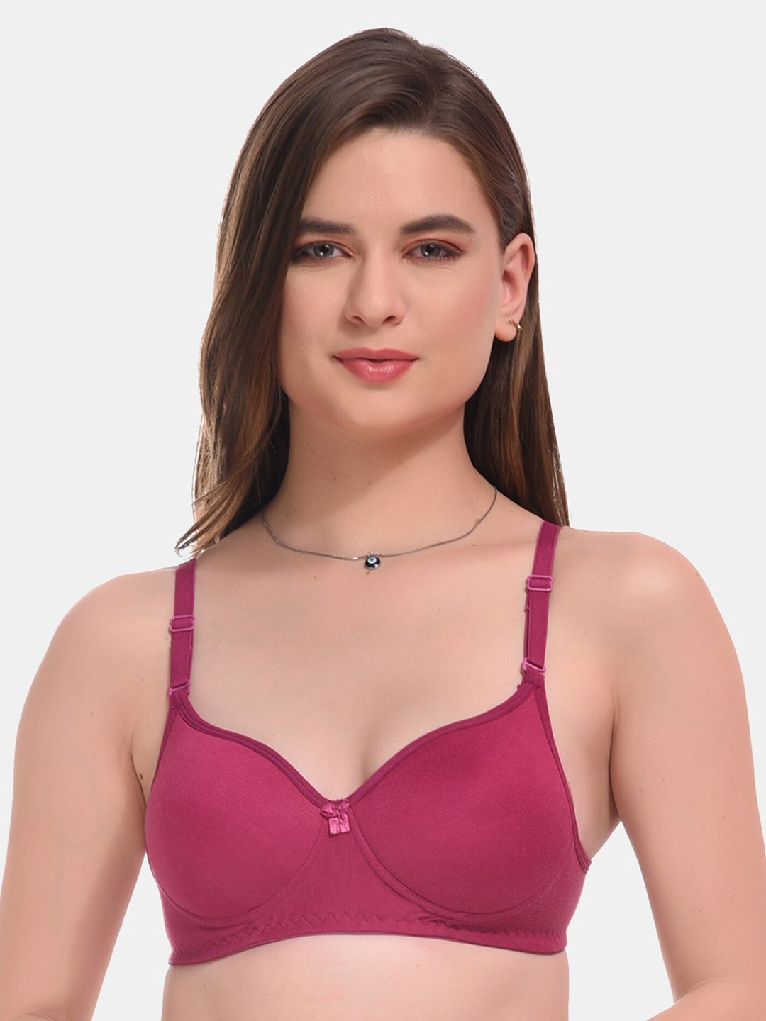 

ESOROUCHA Everyday Bra Full Coverage Non-Wired Lightly Padded Super Support Bra, Magenta