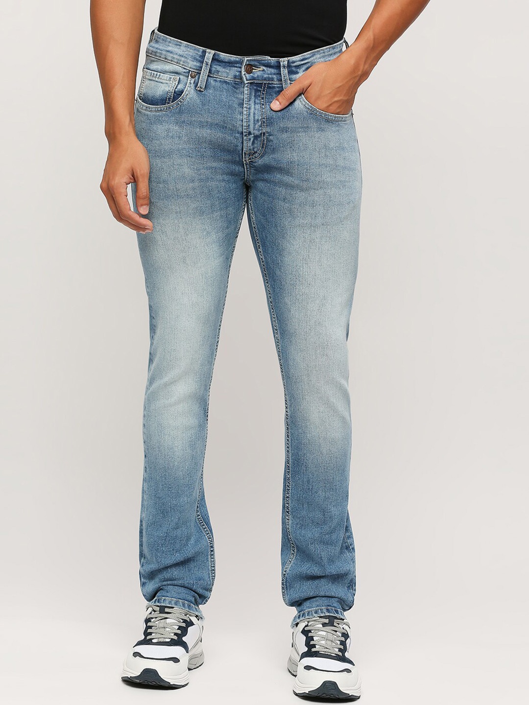

Pepe Jeans Men Slim Fit Clean Look Heavy Fade Stretchable Jeans, Blue
