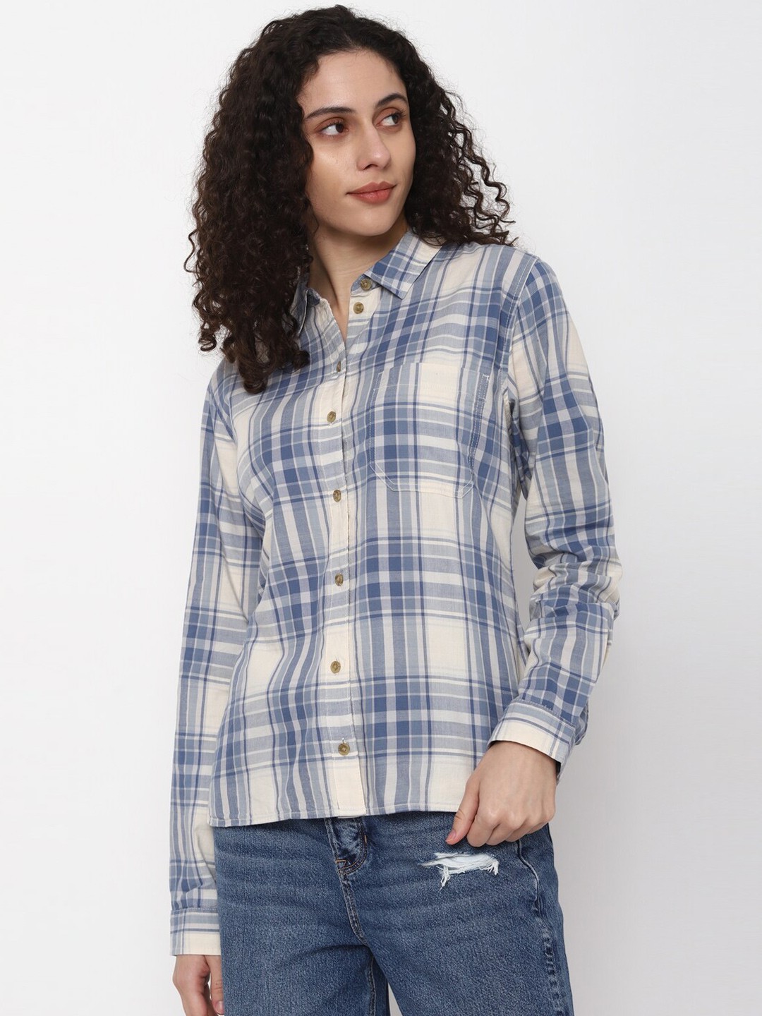 

AMERICAN EAGLE OUTFITTERS Tartan Checks Slim Fit Opaque Casual Shirt, Blue