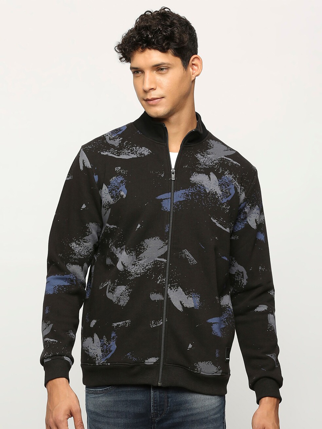 

Pepe Jeans Abstract Printed Front-Open Sweatshirt, Black