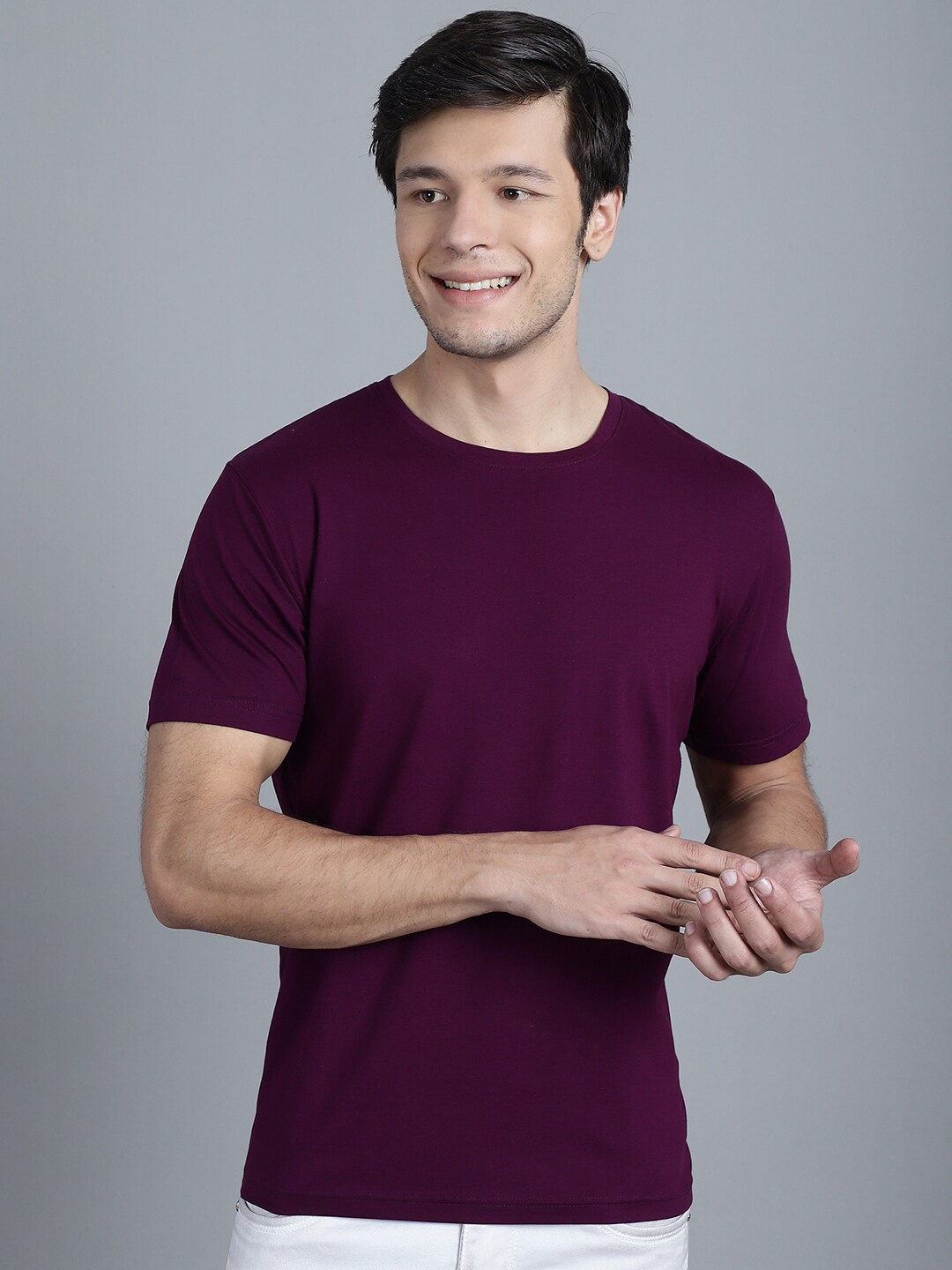 

Friskers Round Neck Slim Fit T-shirt, Purple