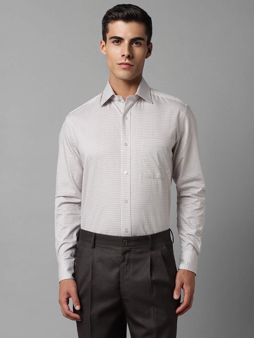 

Louis Philippe Men Grey Opaque Striped Formal Shirt