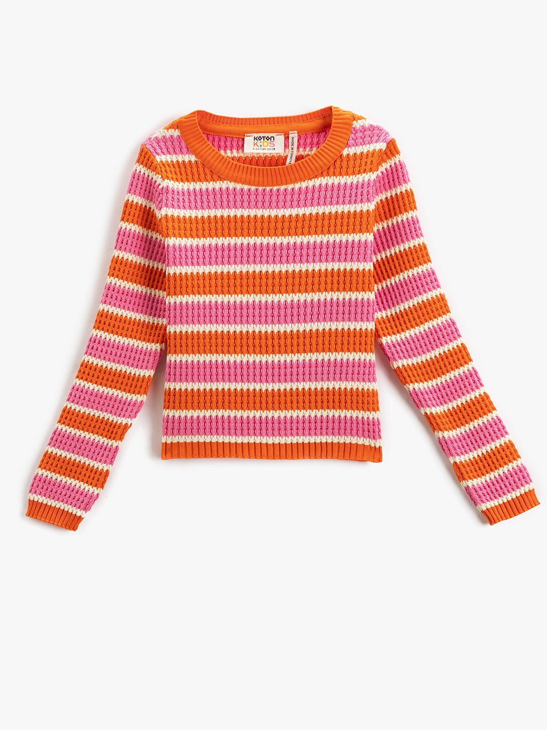 

Koton Girls Striped Pullover, Orange