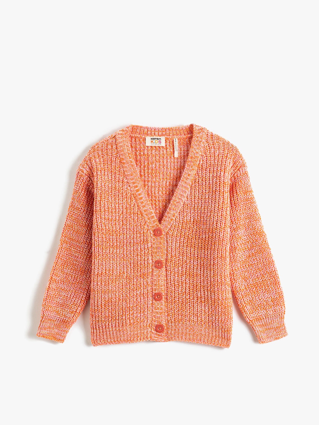 

Koton Girls Open Knit Self Design Acrylic Cardigan, Orange