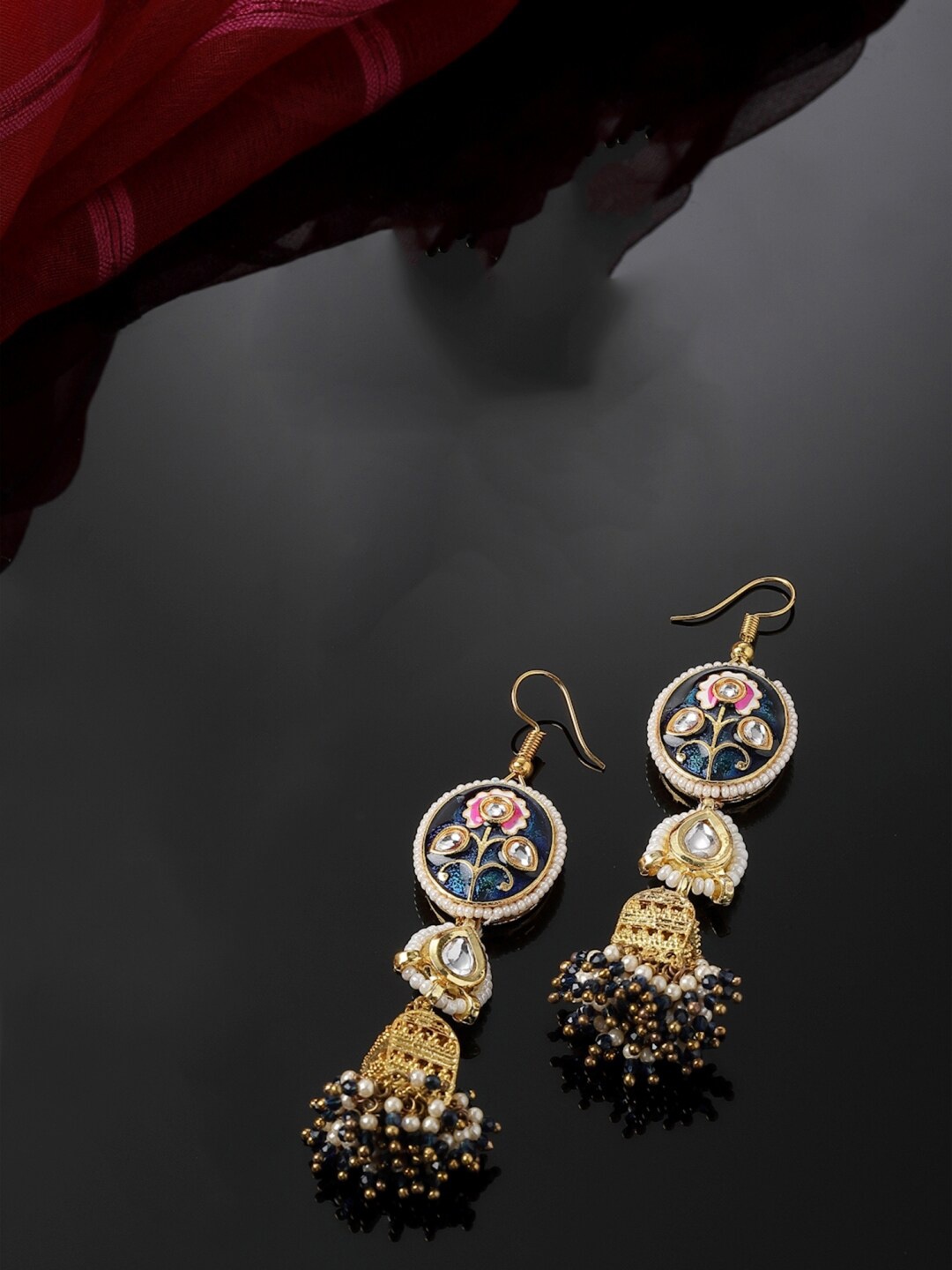 

DUGRISTYLE Gold-Plated Contemporary Drop Earrings, Blue