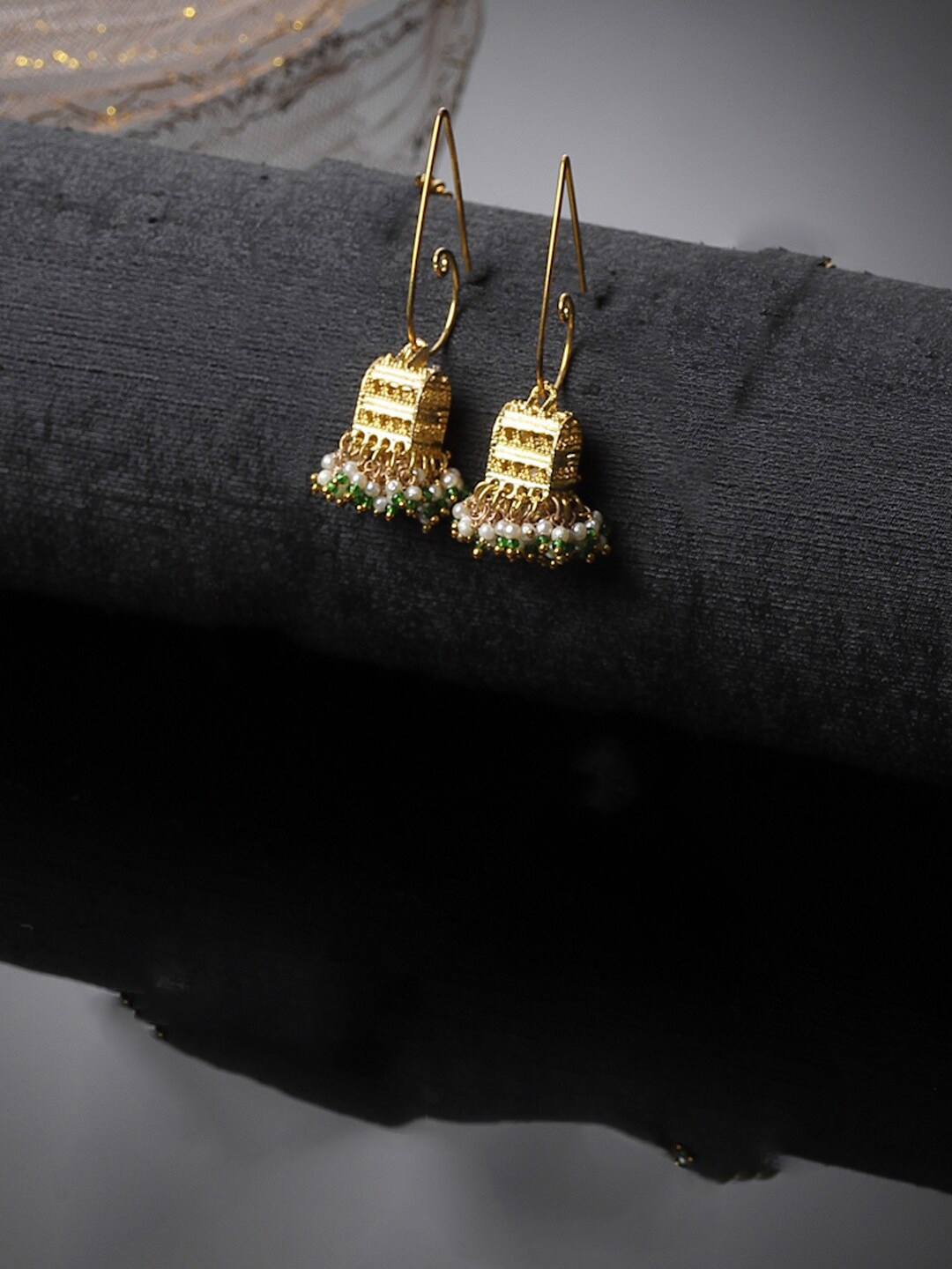 

DUGRISTYLE Gold-Plated Pearls Dome Shaped Jhumkas