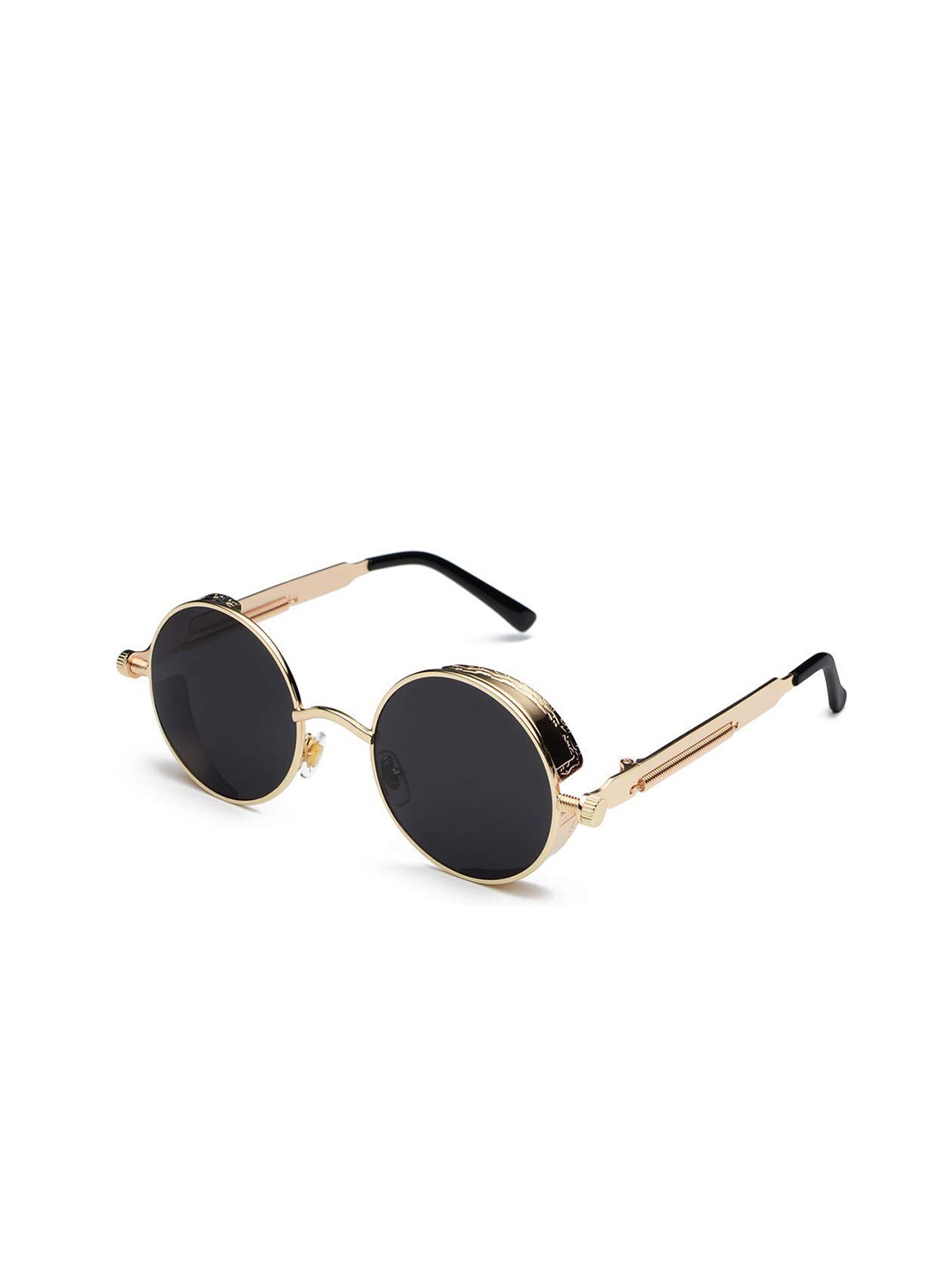 

Creature Unisex Round Sunglasses with UV Protected Lens SUN-079-GLD-BLK, Black